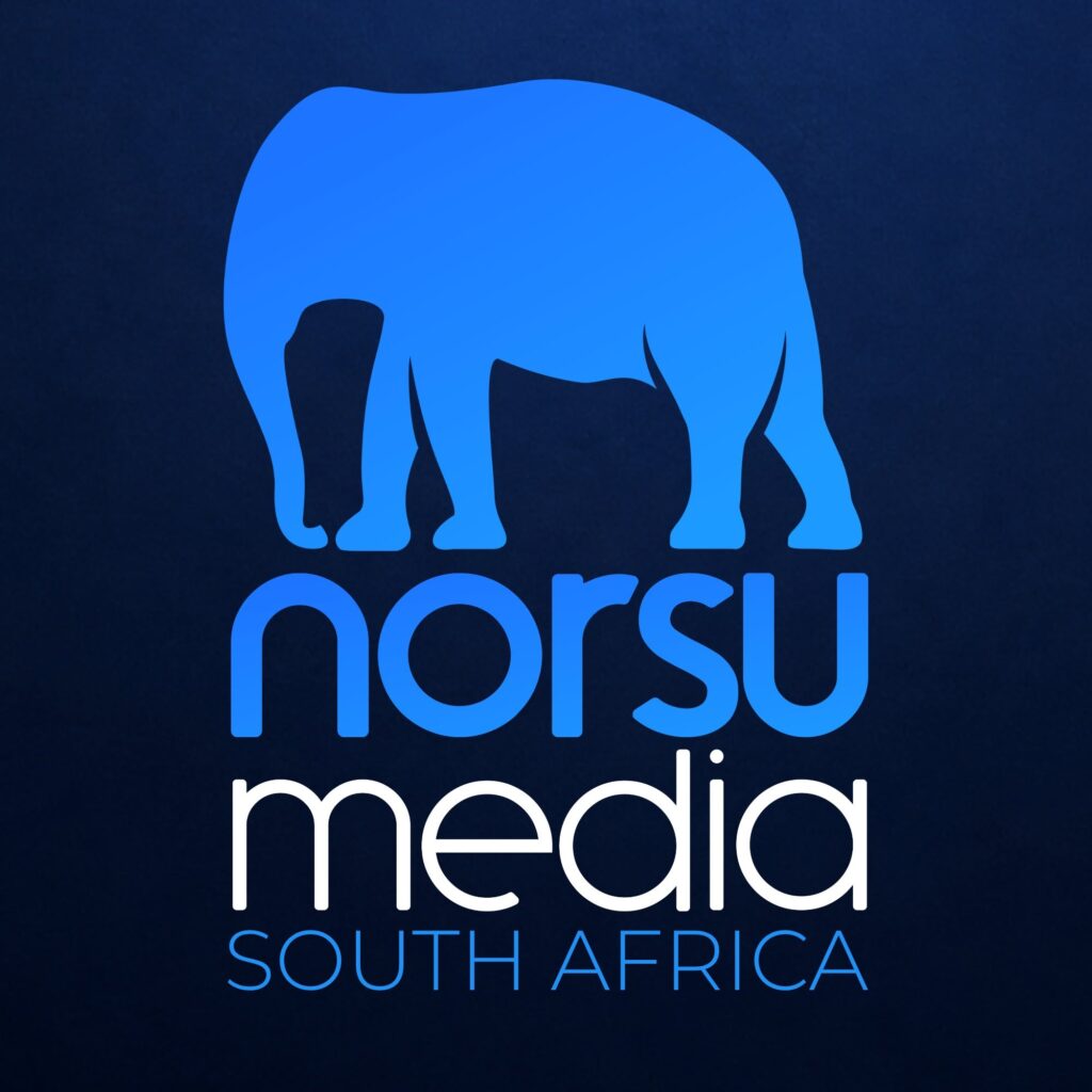 Norsu Media South Africa logo featuring a blue elephant